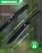 Mossy Oak 16" Heavy Duty Machete with Saw and Sheath, Sharp Dual-Edge Blade, Ergonomic Non-Slip Handle for Bushcraft, Outdoor Hunting, Garden Cutting and Yard Work