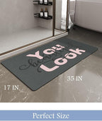 MontVoo-Bath Mat-Bathroom Mat Rug Non Slip Super Absorbent Stain Resistant Quick Dry Thin Bathroom Rug-Bath Mats for Bathroom Floor Bathtub Vanity-Bathmat Bath Rug Easy Care 17"x35" Pink