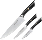 Cangshan ELBERT Series German Steel Forged Starter Knife Sets (Black, 3-Piece)