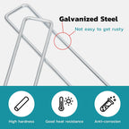 Landscape Staples 6 Inch 100 Pack, Galvanized Garden Staple Anti-Rus Landscaping Stakes Lawn Stakes for Securing Weed Barrier Fabric, Yard Lawn, Plant Cover