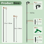 Orchid Sticks 17 inch &11 inch SupKing 16Pcs Plant Stakes with Clips for Support Small Short Plants,Garden Stakes Support Poles Rods Suit for Potted Plants Flowers Seedling (Black)
