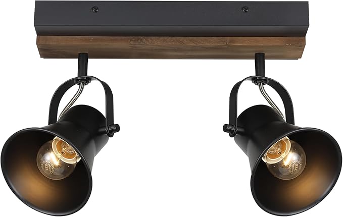 SEEBLEN 2-Light Track Light Fixtures, Adjustable Ceiling/Wall Mount, Industrial Black Kitchen Track Lighting for Living Room, Dining Room, Hallway, Bathroom