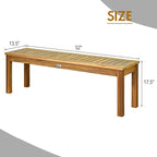 Tangkula 52 Inches Acacia Wood Outdoor Bench, Wood Bench for Dining Room Entryway Poolside Garden, Patio Backless Dining Bench with Slatted Seat, Ideal for Outdoors & Indoors