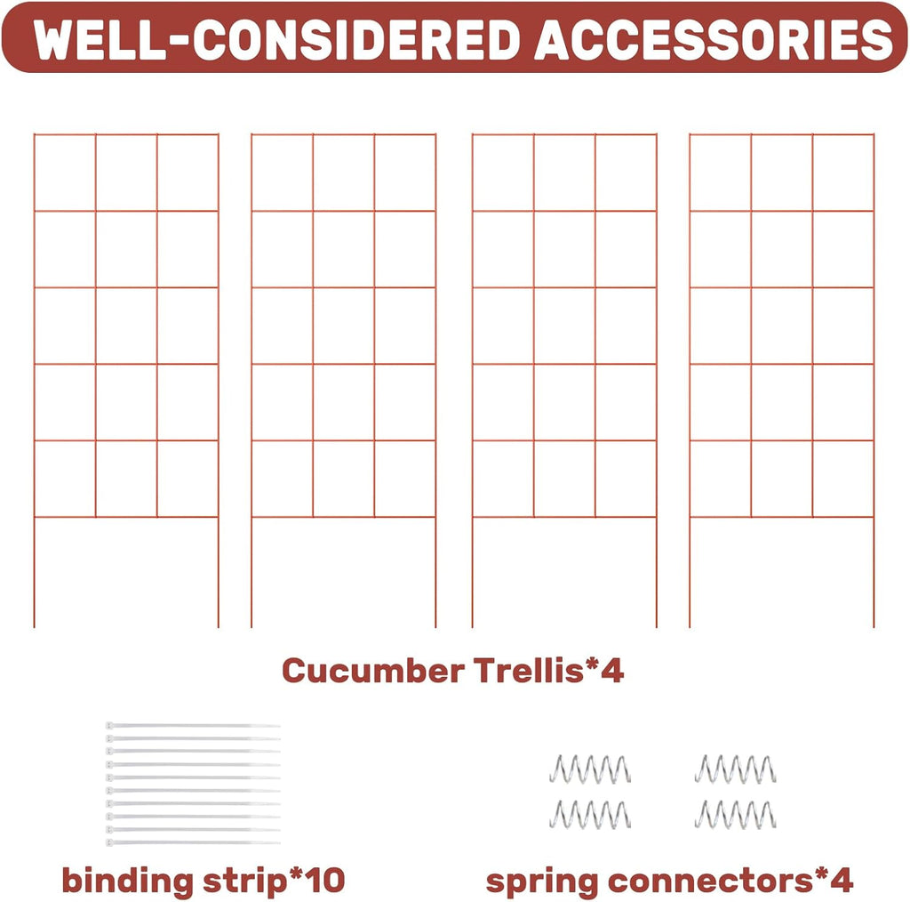 DOEWORKS Cucumber Trellis, 48" High Foldable A Frame Garden Trellis, 2 Pack, Plant Support for Climbing Cucumber, Beans, Tomatoes, Flowers, Red