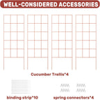 DOEWORKS Cucumber Trellis, 48" High Foldable A Frame Garden Trellis, 2 Pack, Plant Support for Climbing Cucumber, Beans, Tomatoes, Flowers, Red