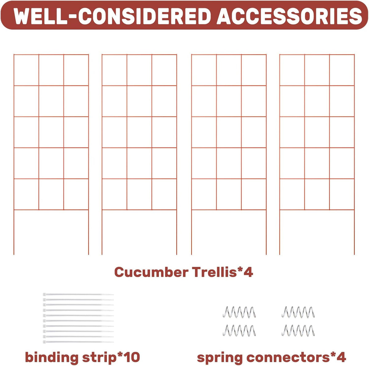 DOEWORKS Cucumber Trellis, 48" High Foldable A Frame Garden Trellis, 2 Pack, Plant Support for Climbing Cucumber, Beans, Tomatoes, Flowers, Red