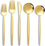 NOCCUR 20-Piece Gold Silverware Set for 4 - Stainless Steel Gold Flatware Set Include Knives, Spoons and Forks - Mirror Polished for Home/Party/Thanksgiving