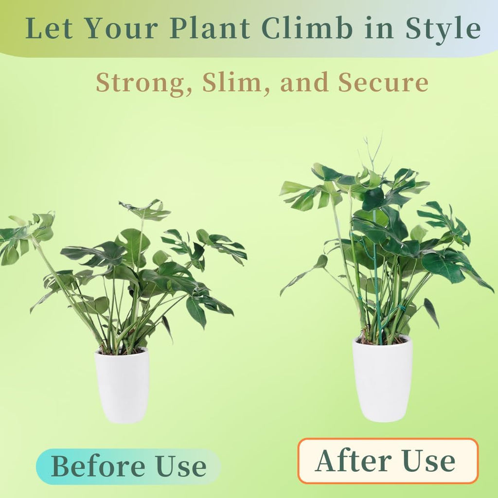 10 Pack Stackable Plant Support Stakes, 75inch Climbing Plant Sticks Structures for Monstera with Garden Ties, Durable Alternative to Moss Pole for Indoor Outdoor Plants