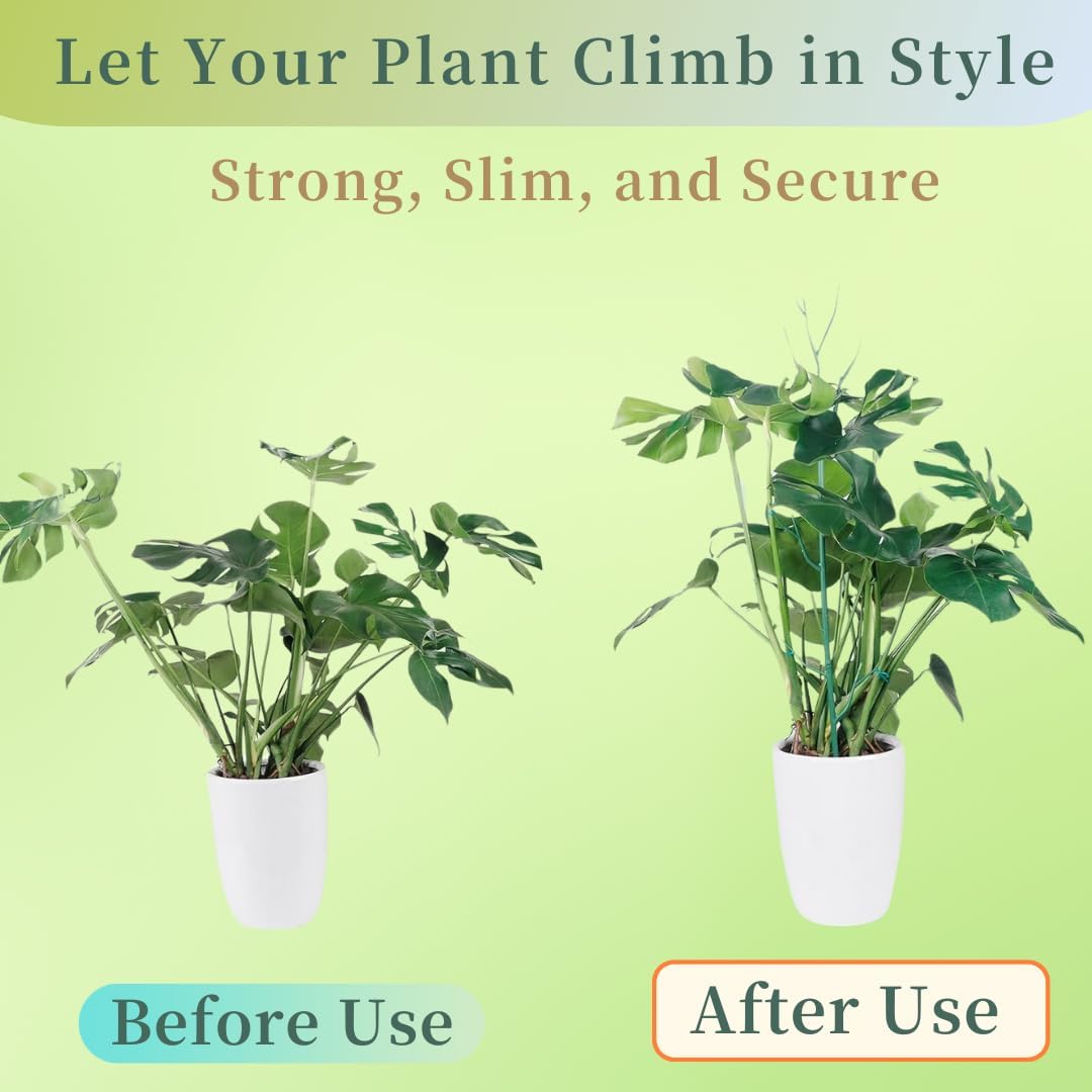 10 Pack Stackable Plant Support Stakes, 75inch Climbing Plant Sticks Structures for Monstera with Garden Ties, Durable Alternative to Moss Pole for Indoor Outdoor Plants