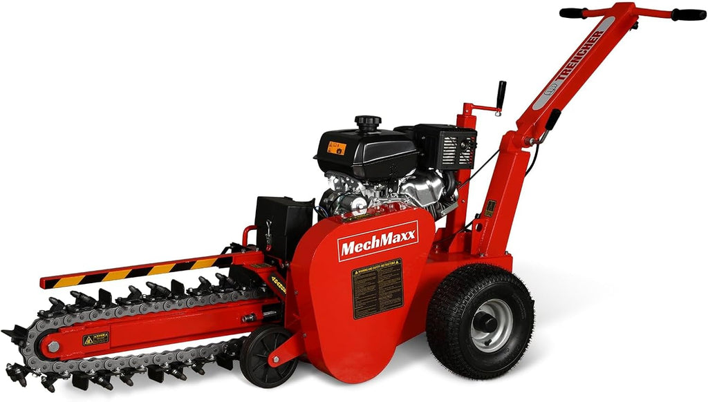 429cc 14HP Kohler Gas Powered E-Start Cable Ditching Mini Trencher,24'' Trench Depth, 27pcs Carbide Alloy High-Pressure Teeths,TCR1500 (Red)