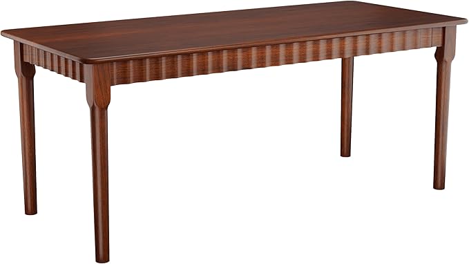 70.8 Inch Solid Wood Dining Table for 6-8, Farmhouse Table with Smooth Surface, Large Rectangular Kitchen Dinner Table for Restaurant, Living Room, Kitchen, Easy Assembly, Walnut