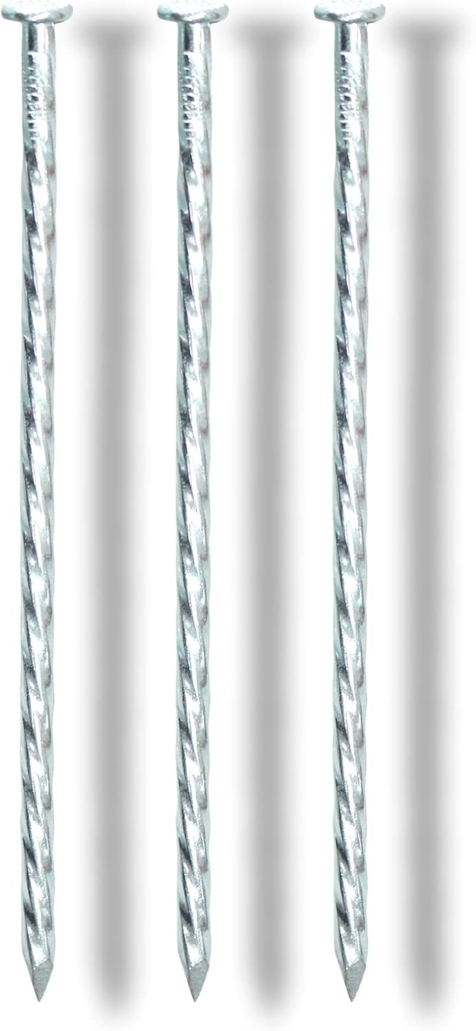 6-Inch Landscape Stakes Spiral Galvanized Landscape Spikes for Weed Barrier, Carpentry, Tent (50)