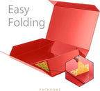 PACKHOME 6 Extra Large Gift Boxes 17.5x11.3x4.3 Inches, Sturdy Shirt Boxes with Magnetic Lids for Clothes and Large Gifts (Glossy Red)