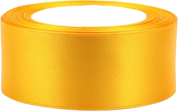 Yellow Solid Satin Ribbon 1-1/2 Inch 25 Yards Solid Polyester Fabric Ribbon for Gift Wrapping Wedding Christmas Baby Shower Birthday Party Decoration Handmade Immortal Flower Craft