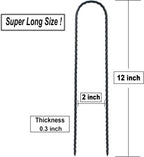 DTANX 12 Pack 12 Inch Rebar Stakes Heavy Duty Trampoline Anchors, Garden Stakes Tent Stakes Steel Ground Anchors, Black