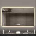 Bathroom Mirror with LED Lights，LED Bathroom Mirror，Smart Lighted Bathroom Mirror for Wall，Energy-Saving LED Smart Mirrors，with Demister Pad，Three-Color Light(H75*W100cm/H29.5*W39.4IN)