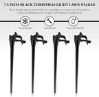 Jetec 200 Pieces Christmas Light Stakes Universal Yard Lawn Holiday 7.5 Inches Light Ground Stakes for C7 C9 String Lights Christmas Outdoor Lights Holders on Yards, Driveways (Black)