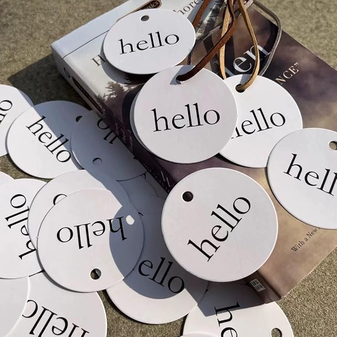 100/200/500 Pack Custom Round Tag Personalized Name Paper Tags Customize Any Logo Text Label Tags for Clothes Gift Jewelry Handmade Business Wedding Birthday Favors