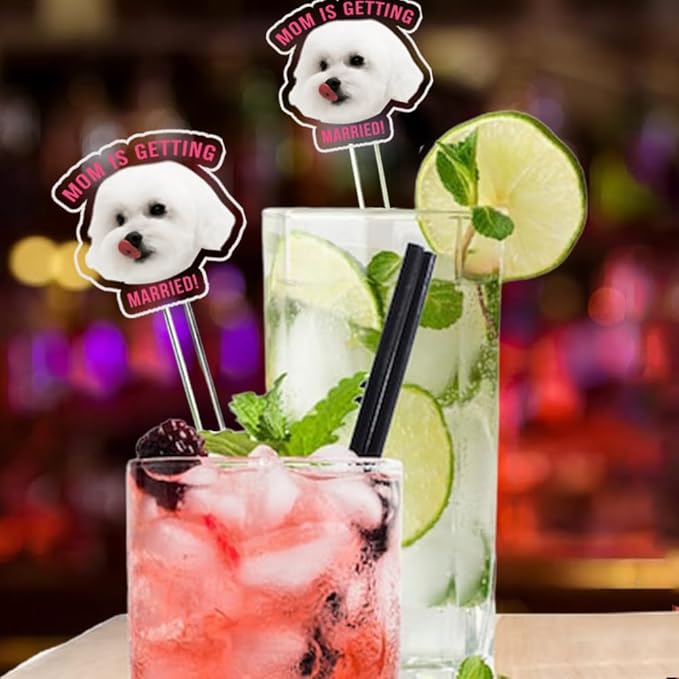 Custom 50 Pcs Double-Sided Wedding Pet Stir Sticks, Personalized Dog Cat Stir Stick, Acrylic Cocktail Stirrers, Wedding Drink Stirrers, Bachelorette Gifts, Bridal Shower Decorations