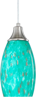 Mini Pendant Lights Kitchen Island Hand Blown Aqua Glass Pendant Light with Brush Nickel Finish Adjustable Cord for Kitchen Over Sink,Hallway,Dining Room,Stairs Way
