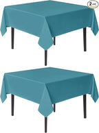 sancua Square Tablecloths 70x70 Inch, 2 Pack - Teal Fabric Table Cloth for Square or Round Tables, Washable Polyester Table Cover for Outdoor Party, Birthday, Decorative Display Tables