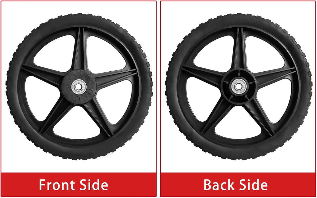 Parts Camp 16" Lawn Mower Wheels 16 x 1.75'' Spoked Plastic Wheel and Tire For Garden cart/Pressure Washer/Generator/Wheelbarrow/Trolley/Dolly Wheel/Push Mowers/Hand truck tires(Set of 2)