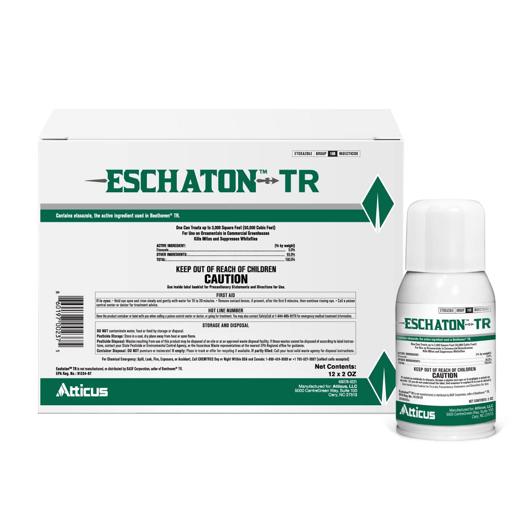 Atticus Eschaton TR Greenhouse Fogger (2oz Can) - Total Release Etoxazole Insecticide/Miticide - Kills Mites and Suppresses Whiteflies (12 Pack)