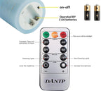 danip Sky Blue LED Flameless Candle, with Embedded Star String, 3-Piece Set of LED Candles, with 11 Button Remote Control, 24-Hour Timer Function, Dancing Flames, Real Wax, Battery Powered.