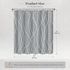 Punkray Light Grey Shower Curtain for Bathroom with Hooks, Shower Curtain Set Stripe Bath Curtains Decorative White Shower Curtains Weighted Hem Water Repellent Washable, 72 x 72