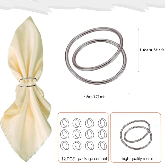 Silver Napkin Rings-12 PCS Metal Spiral Napkin Rings(Spiral) Napkin Holders Buckles for Family Dinner, Wedding, Party,Table Decorations
