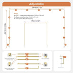 Over The Table Rod Stand with Clamps, Adjustable 32''-79'' Tall 32"-131" Length, Gold Table Arch Stand Metal Balloon Frame Hanging Rod for Weddings Christmas Birthdays Garden Arbors Decoration