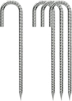Rebar-Stakes-12-Inch, Ground Stakes Heavy Duty J-Hook Galvanized Anti-Rust Heavy Duty Ground Anchors for Garden Dog Fence Chicken Coop Christmas Decorations Deer Fence 4pcs