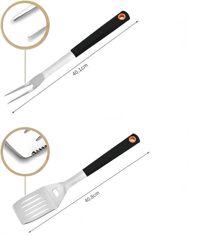 Grilling Accessories,Heavy Duty Stainless Steel BBQ Grill Tools Set, Spatula, Fork, Tongs Kit |with Storage Bag Barbecue Utensils Tool,for Outdoor Barbecue loversgift.