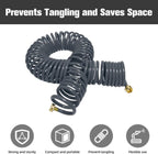 Coil Hose,3/8" EVA Coil Garden Hose 75 FT,Curly Water Hose Lightweight with Brass Connectors,Recoil Garden Hose Includes 8-Pattern Spray Nozzle for Boat, Yard, Patio, Green