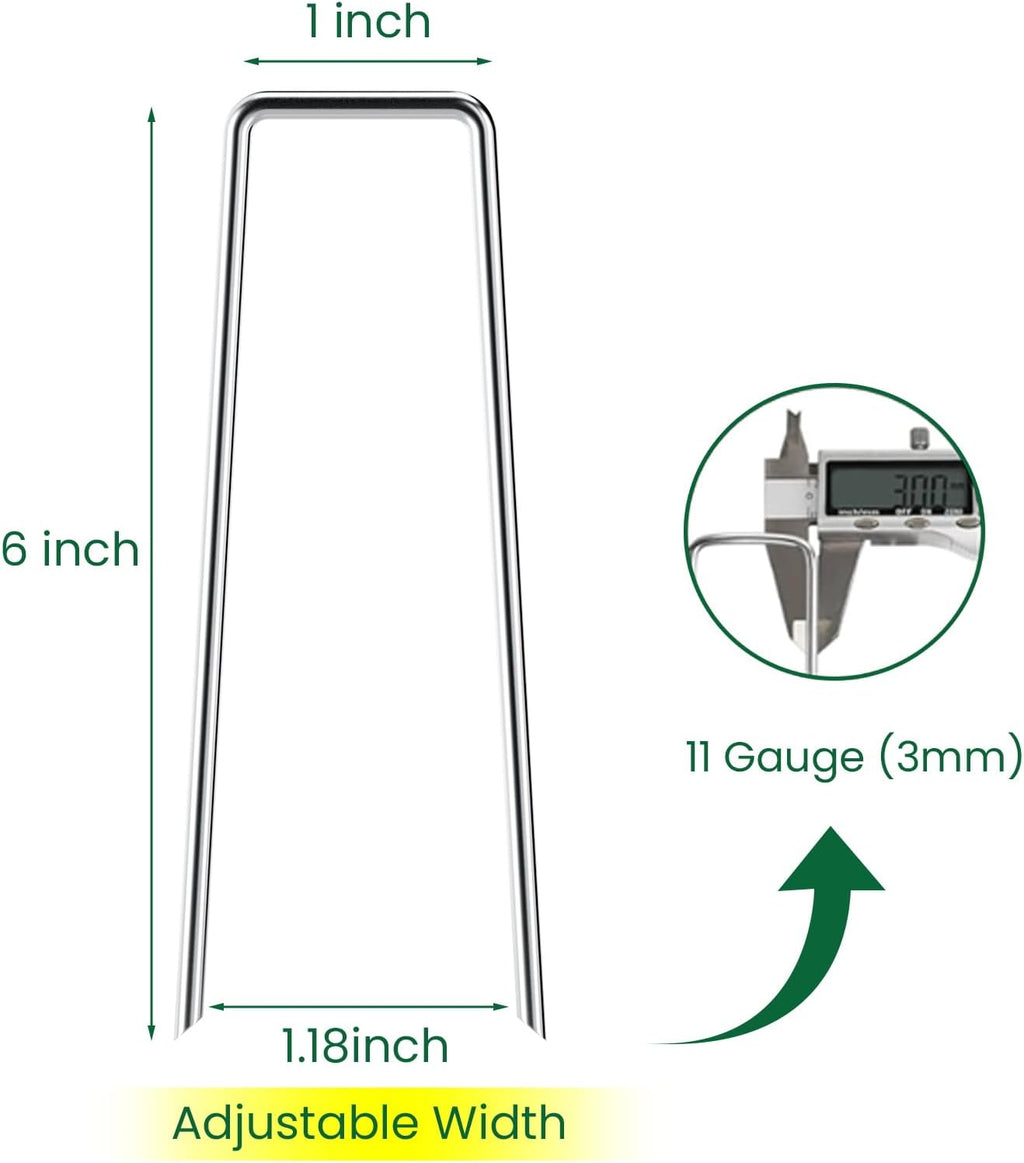 6 Inches Landscape Staples, Garden Stakes Securing Pegs for Securing Weed Fabric Landscape Fabric Netting Ground Sheets and Fleece, Heavy Duty Metal Tent Stakes, Halloween Decorations (20, Silver)
