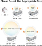 LVWIT 6 Pack 6 Inch LED Recessed Lighting with Junction Box, 5CCT Dimmable LED Downlight,13W Ultra-Thin Modern Ceiling Light, 2700/3000/3500/4000/5000K Selectable Can Lights, Smooth Trim