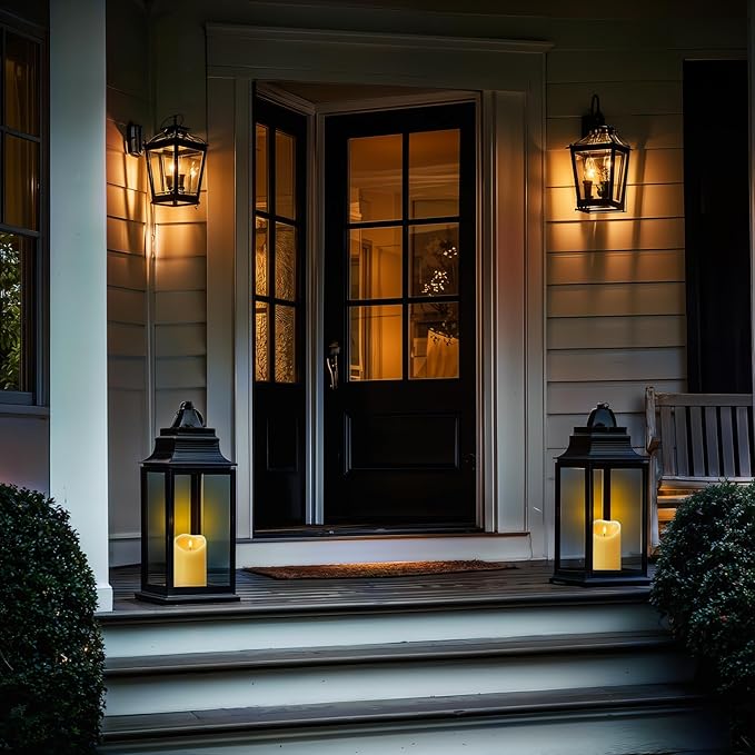 Amagic 4” x 6” Waterproof Outdoor Flameless Candles with Remote, LED Candles Battery Operated with Timer, Flickering Fake Pillar Candle for Patio Yard Porch Decor, Dark Ivory, Set of 2
