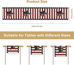 4th of July Table Runner, Patriotic Independence Day American Stars Stripes Flag Print Table Runner for Farmhouse Kitchen Dining Holiday Birthday Party, 13x36inch