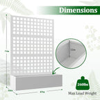 Metal Raised Garden Bed with Trellis, 2 in 1 Trellis with Planter Box & Privacy Screen for Climbing Plants, Vine, Outdoor Standing Flower Beds with Drainage Holes, 47.2"L x 16.7"W x 70.8"H, White