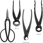 Wazakura Made in Japan 6PCS Bonsai Professional Tool Kit with Roll Bag: Yasugi Steel Ashinaga Scissor, Concave Branch Cutter, Knob Cutter, Jin Plier, Wire Cutter, Root Cutter. Bonsai Tool Set & Case