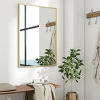 HARRITPURE 24"x32" Framed Bathroom Mirror for Wall Rectangle Mirror Aluminum Alloy Frame Wall-Mounted for Farmhouse Entryway Bedroom Living Room Gold