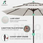 JEAREY 9FT 3 Tier Patio Umbrella Outdoor Market Umbrella Table Umbrellas with 8 Ribs 1.5 Pole Push Button Tilt and Crank UV Protection for Garden,Off-white