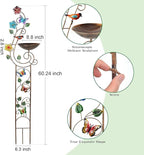 YADOOLIFE 57” Bird Bath with Garden Trellis for Climbing Plants Outdoor, Small Decorative Trellises Metal Birdbath Bird Baths, 1 Piece (Butterfly)