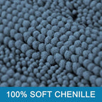 H.VERSAILTEX Bath Rug Non Slip Chenille Striped 17" x 24" Absorbent Soft Shaggy Washable Dry Fast Bath Mat - Stone Blue