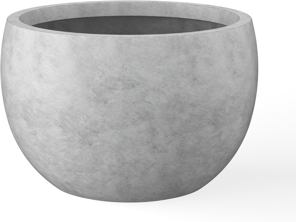 Kante 19.9" Dia Round Concrete Planter, Outdoor/Indoor Large Bowl Plant Pots with Drainage Hole and Rubber Plug for Garden Patio Balcony Home, Natural Concrete