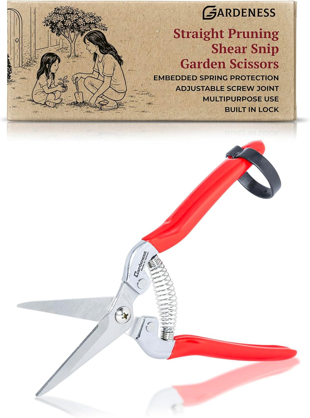Gardeness Pruning Shear Straight Pruning Snip 2PCS Stainless Steel Florist Scissors, Multi-Tasking Precision Hand Pruner Herb Snips Flower Clippers Bonsai Trimmers Ergonomic Handle Garden shear
