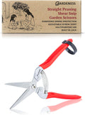 Gardeness Pruning Shear Straight Pruning Snip 2PCS Stainless Steel Florist Scissors, Multi-Tasking Precision Hand Pruner Herb Snips Flower Clippers Bonsai Trimmers Ergonomic Handle Garden shear