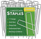 Landscape Staples 10 Inch 60 Pack, Garden Stakes Galvanized Garden Staples 11 Gauge, Plant Cover Stakes for Lawn Weed Barrier