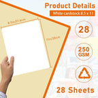 28 Sheets White Cardstock 8.5 x 11 Certificate Paper, 92lb Heavyweight Printer Paper Card Stock for Wedding, School Crafting, Memus, Making Cards, Business Cards, Invitations
