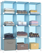 HOMIDEC Closet Organizer, 12-Cube Closet Organizers and Storage, Cube Storage Organizer for Kids, Closet, Bedroom, Bathroom, Office, Blue